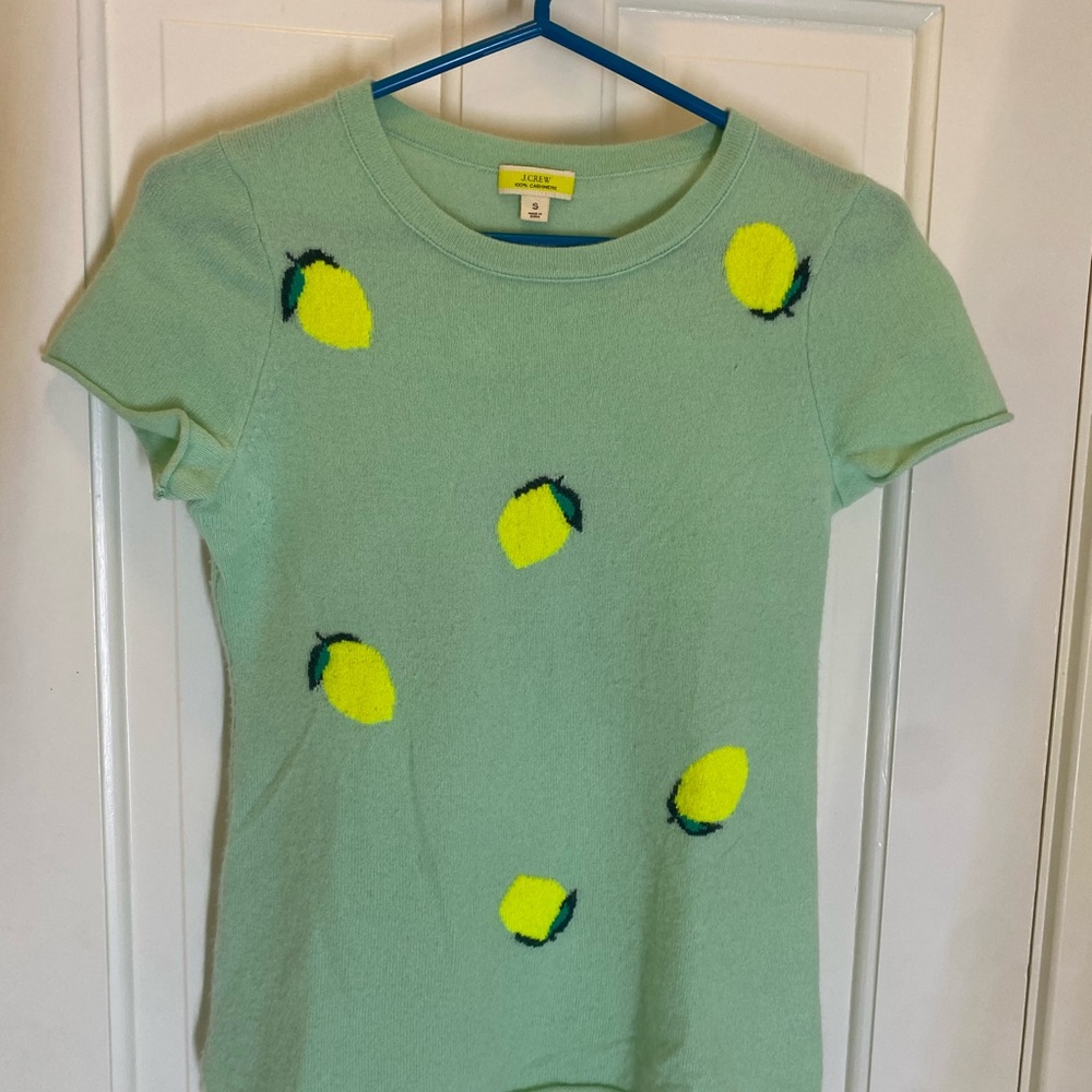 J. Crew Lemon Pattern Cashmere Sweater